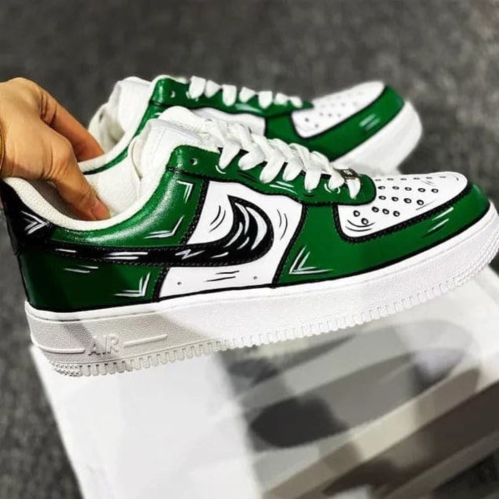 Cartoon Dark Green Custom Air Force 1