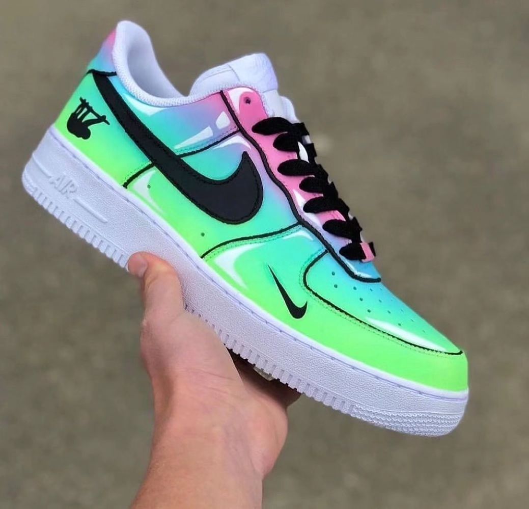 Blue Green Gradient Black Custom Air Force 1