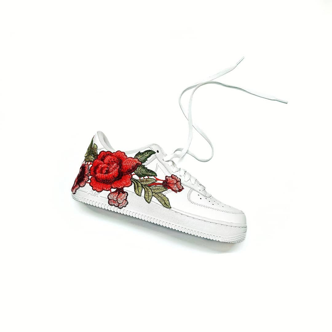 Embroidery Rose Red Custom Nike Air Force 1