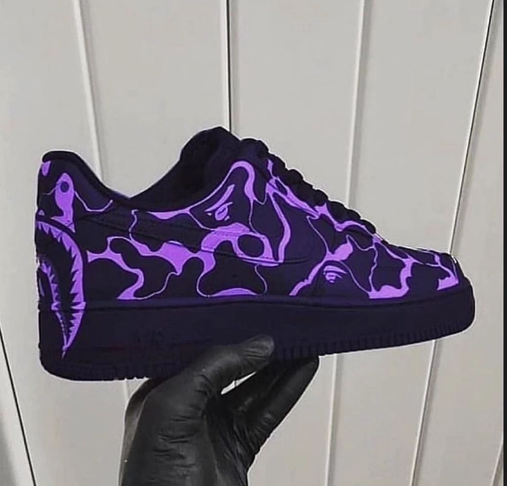 Purple Stripe Black Custom Air Force 1