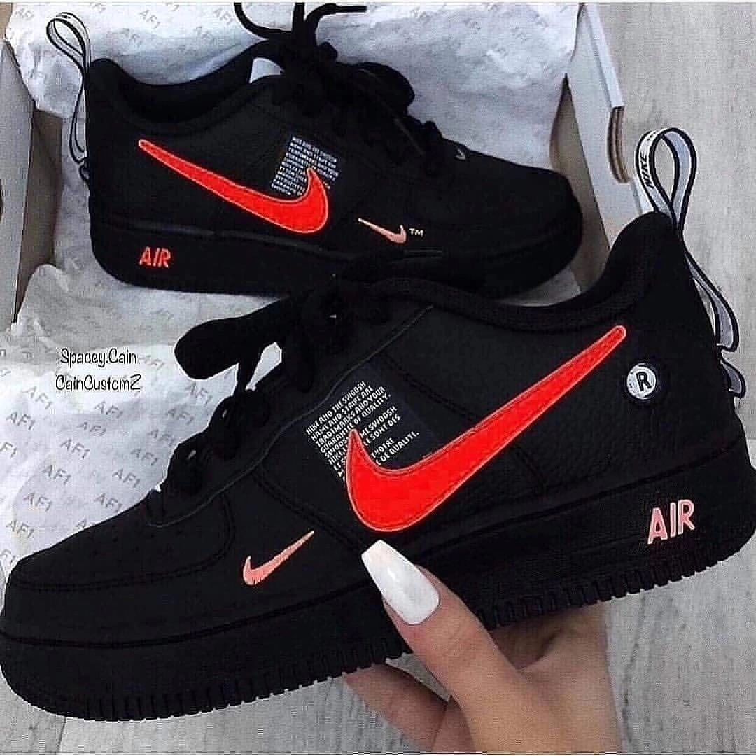 Colorful Swoosh Black Custom Air Force 1