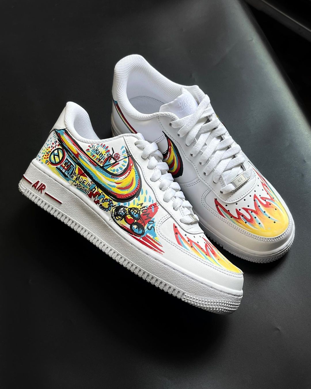Cartoon Spark Red Yellow Blue Custom Air Force 1