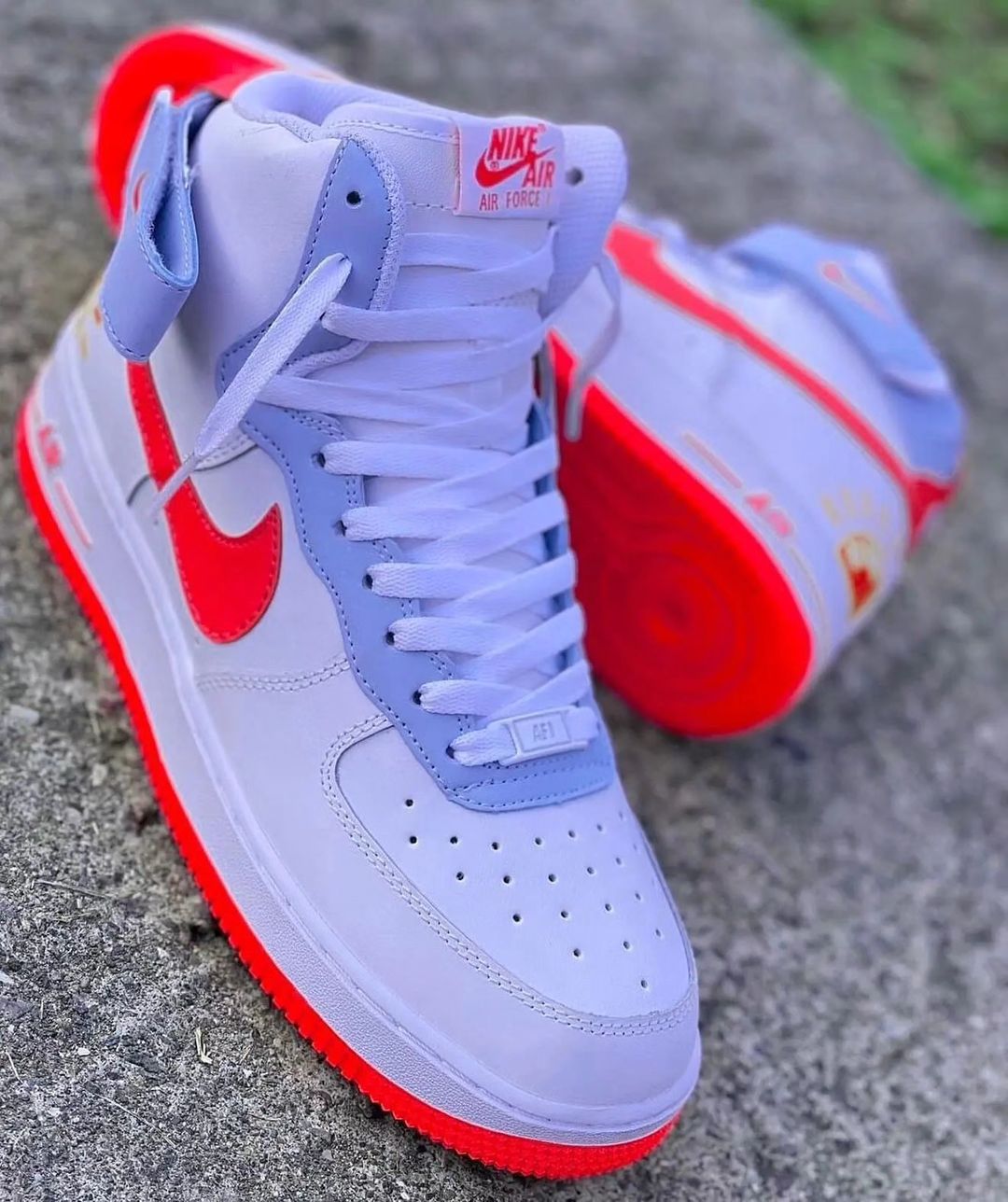 Blue Red Swoosh Custom Air Force 1