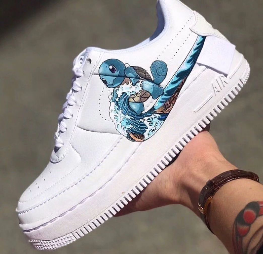 Cartoon Turtle Wave Blue Custom Air Force 1