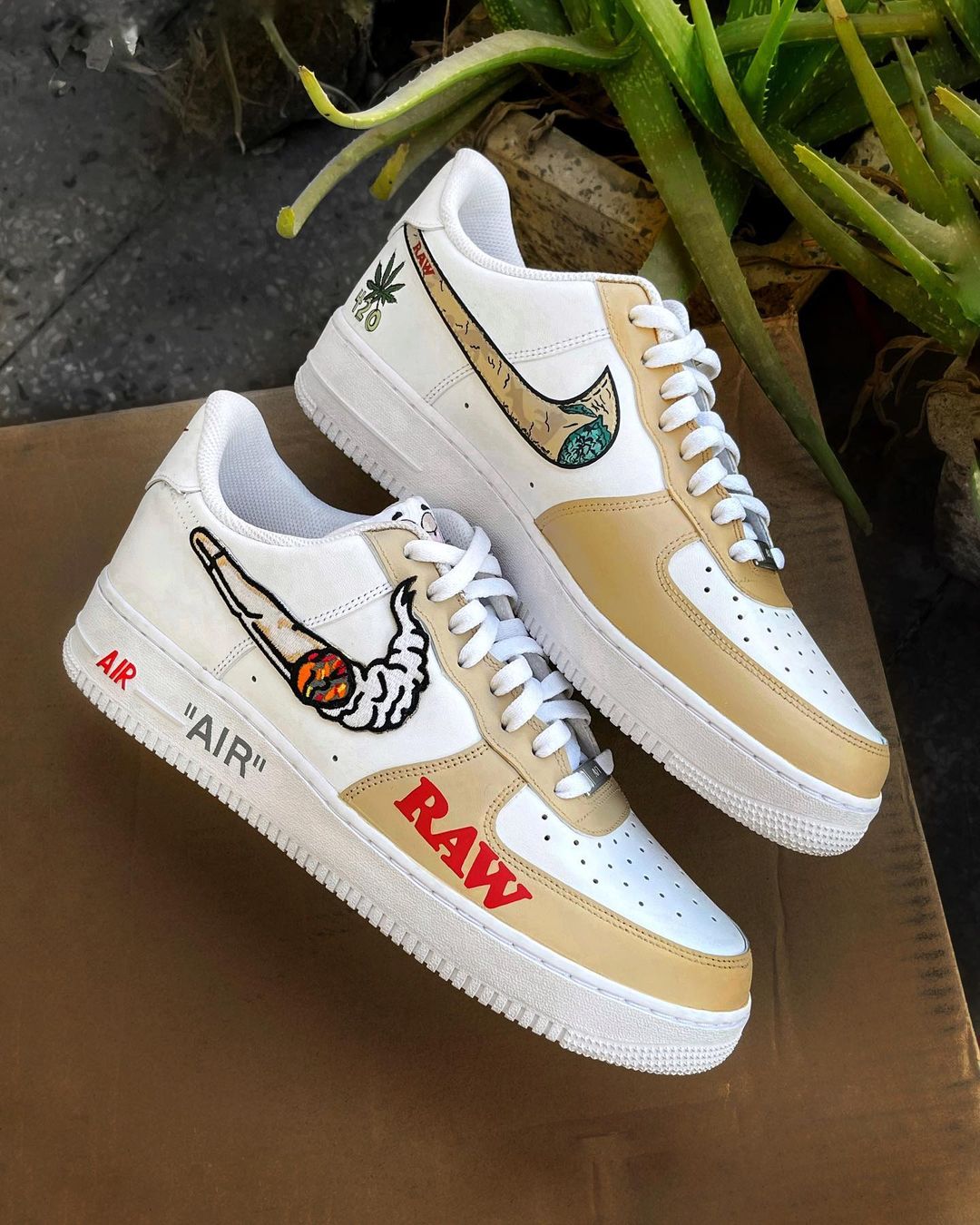 Khaki Classical Torch LV Logo Custom Air Force 1