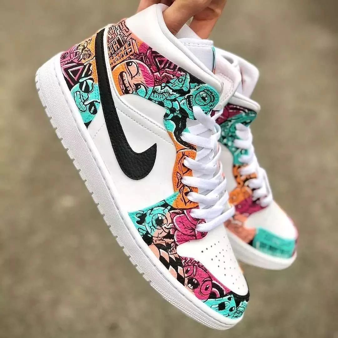 Cartoon Eye Face Red Blue Orange Custom Air Jordan 1