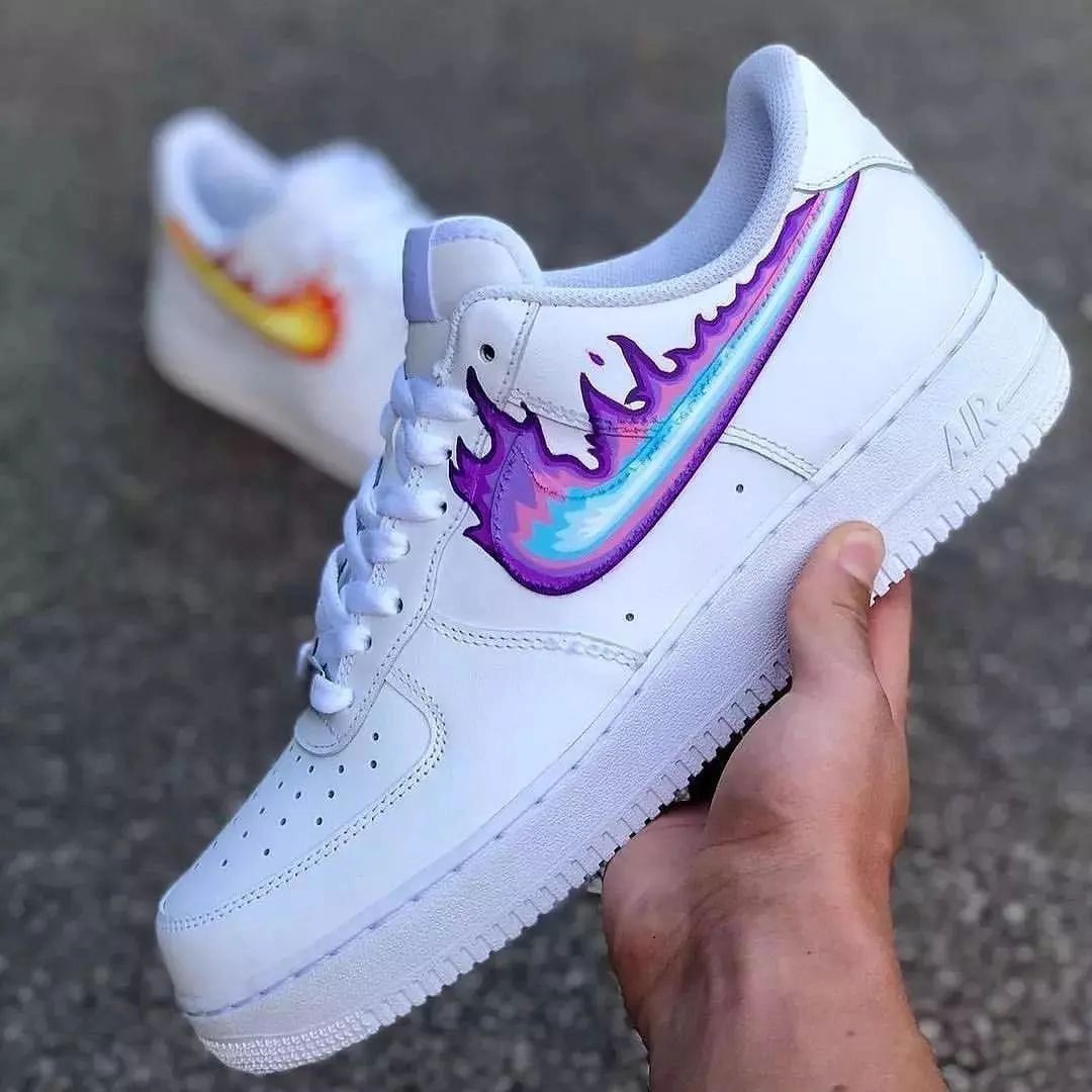 Purple Blue Flame Swoosh Custom Air Force 1