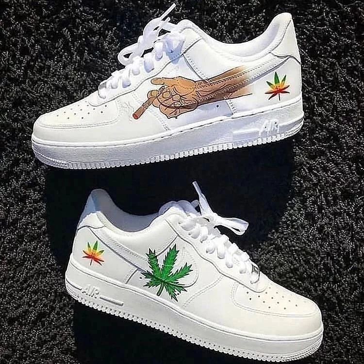 Green Leaf Brown Hand Custom Air Force 1