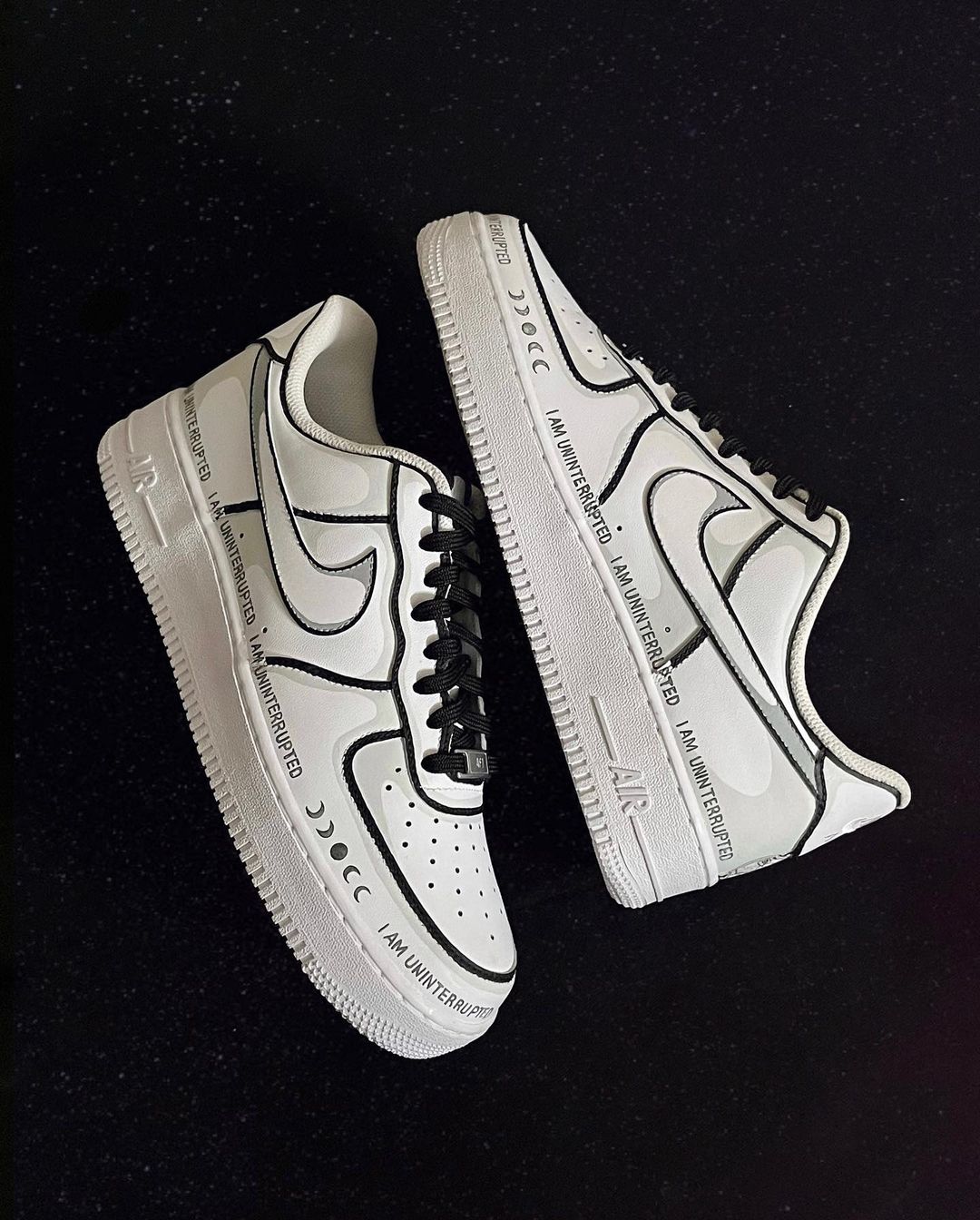 Black Green Florescent Light Font Custom Air Force 1