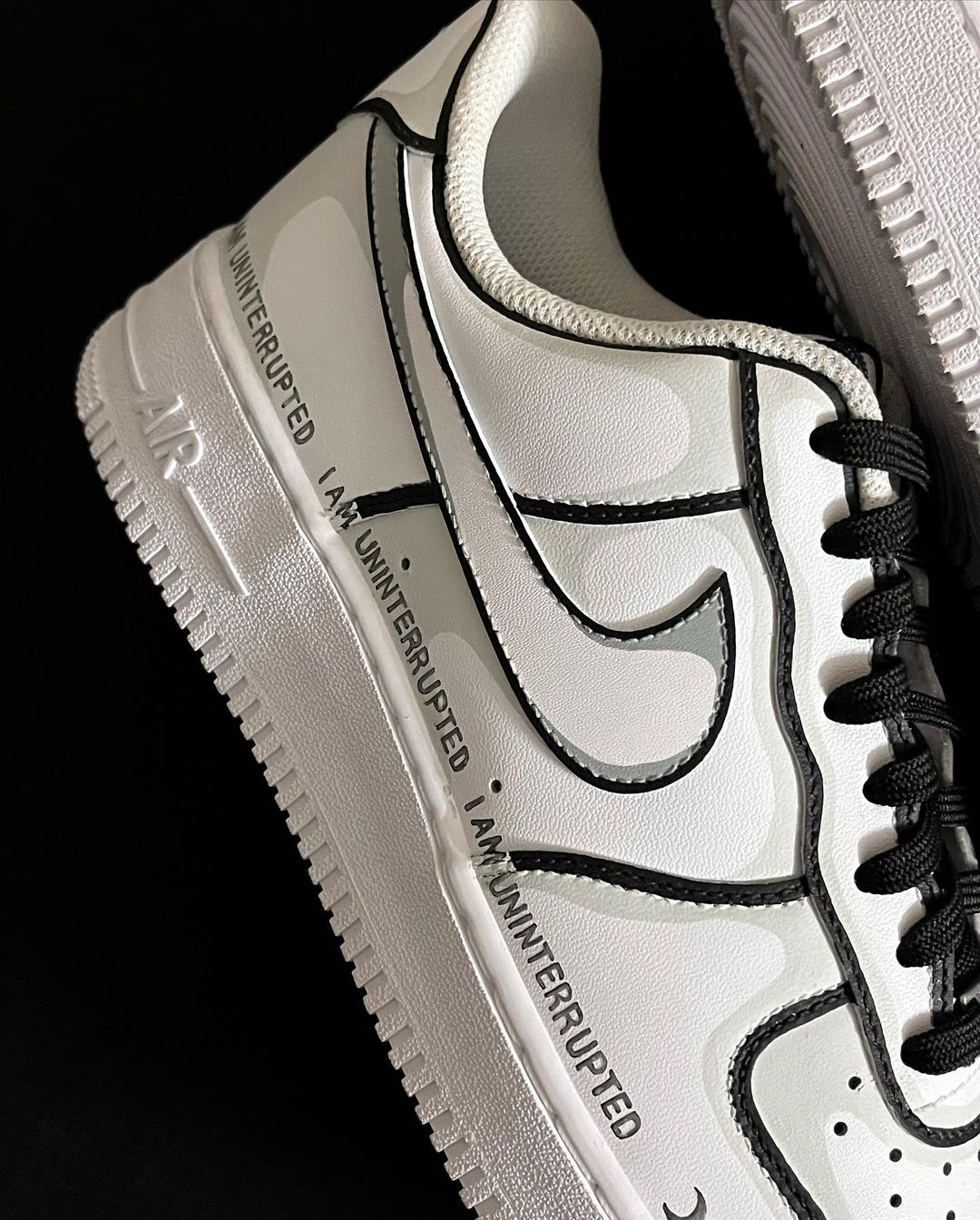 Black Green Florescent Light Font Custom Air Force 1
