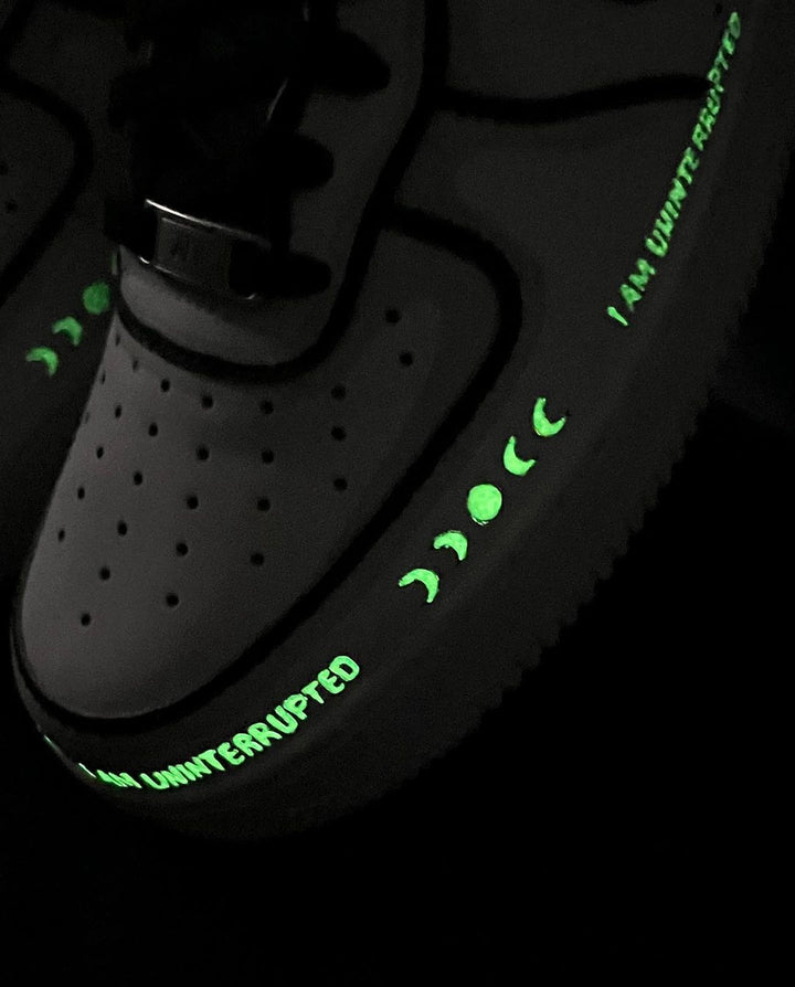 Black Green Florescent Light Font Custom Air Force 1
