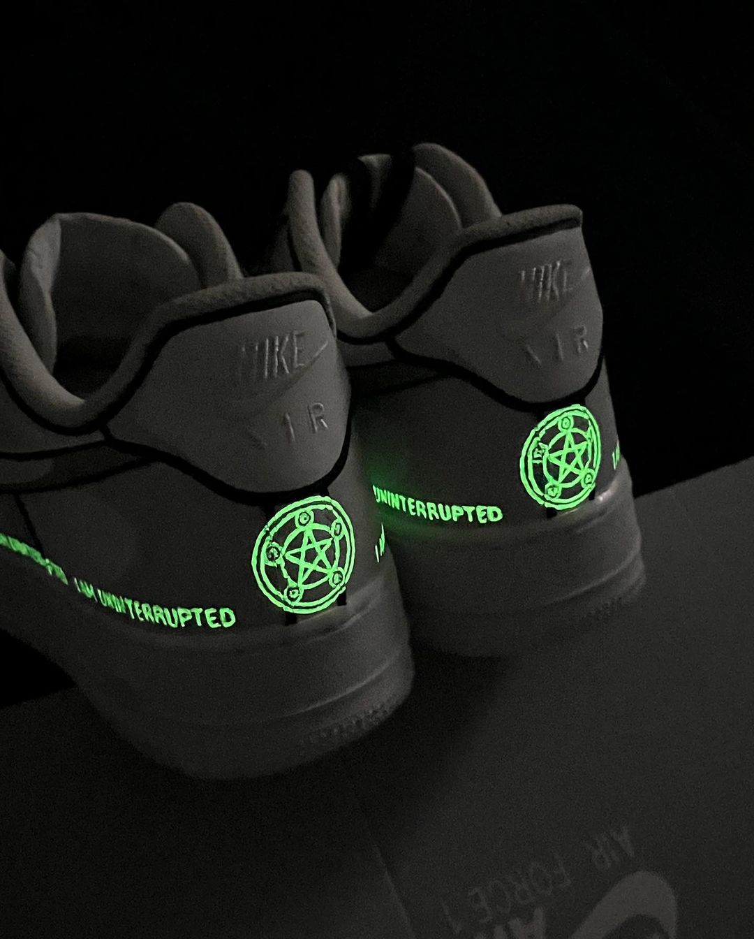 Black Green Florescent Light Font Custom Air Force 1