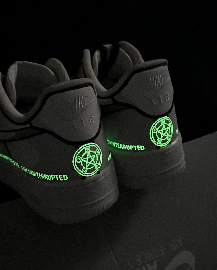 Black Green Florescent Light Font Custom Air Force 1