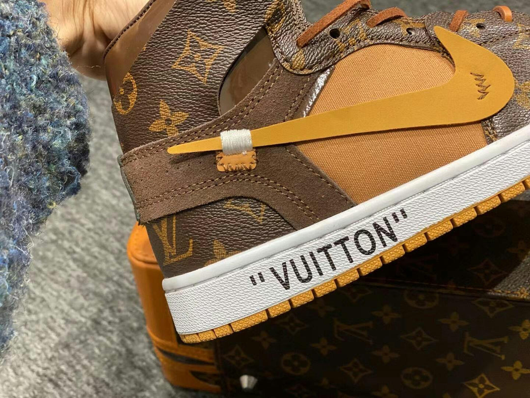 Custom Air Force 1 Brown LV Printing