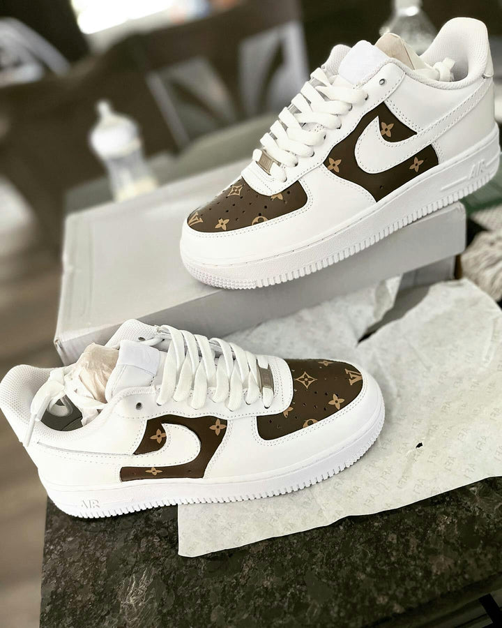 Custom Air Force 1 Brown LV Print
