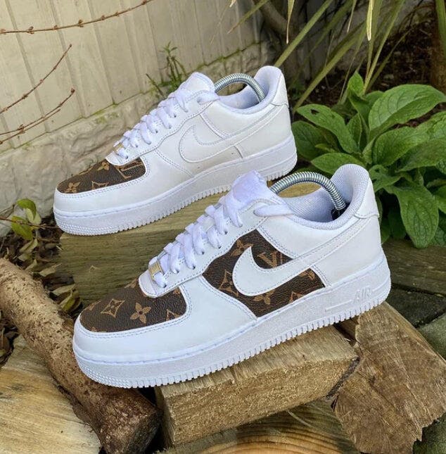 Custom Air Force 1 Brown LV Print