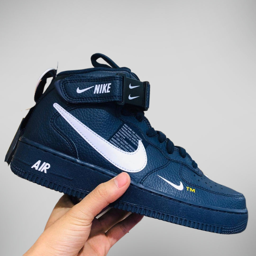 Custom Air Force 1 Dark Blue White Fonts Mid