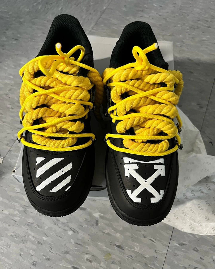 Extral Thick Lace Yellow White Black Custom Nike Air Force 1