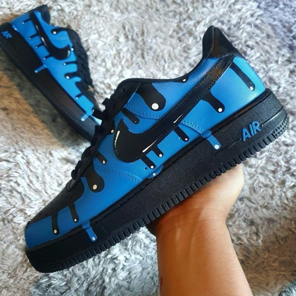 Black Blue Drip Custom Air Force 1