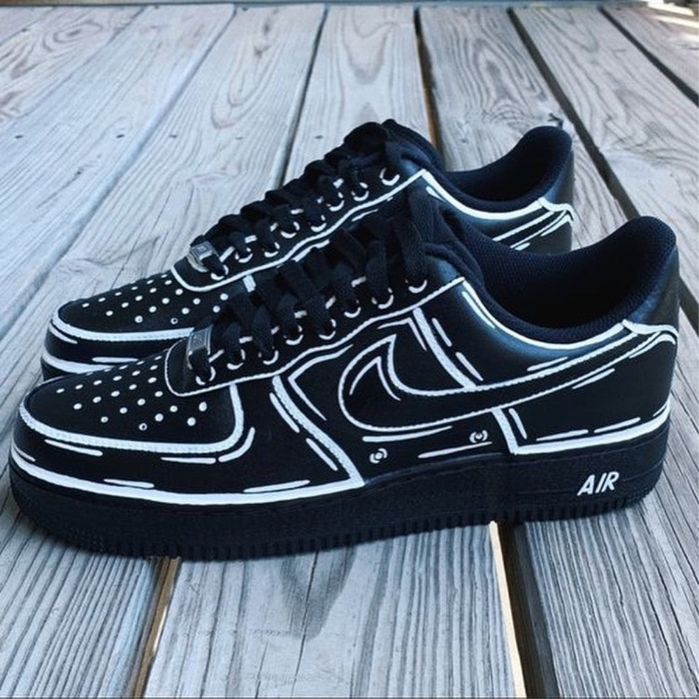 Black White Line Air Force 1 XX CUSTOM