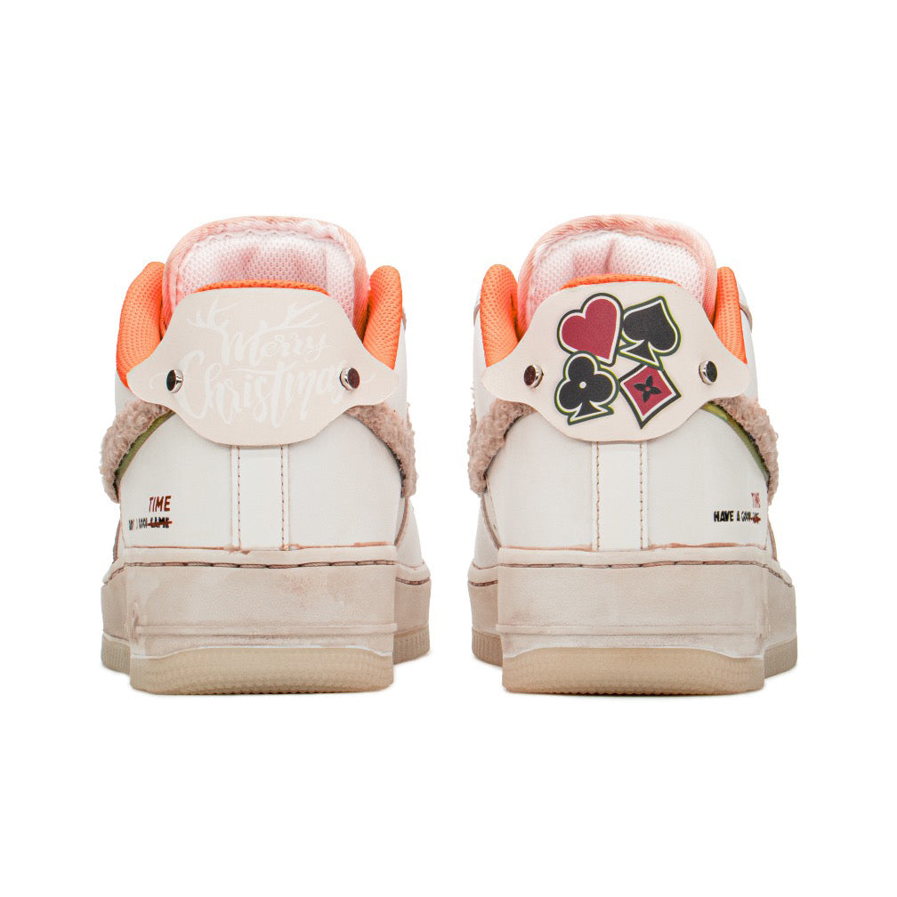 Orange Beige Christmas Xmas Gift Sneakers Custom Air Force 1