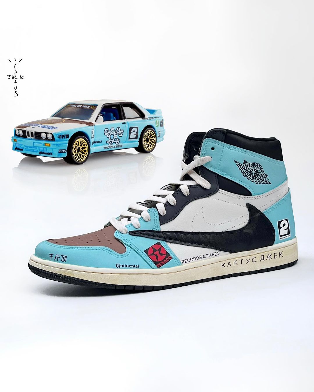 Navy Blue Brown Black Reverse Logo Custom Air Jordan 1