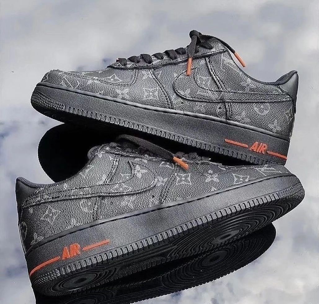 Gray Lv Logo Custom Air Force 1