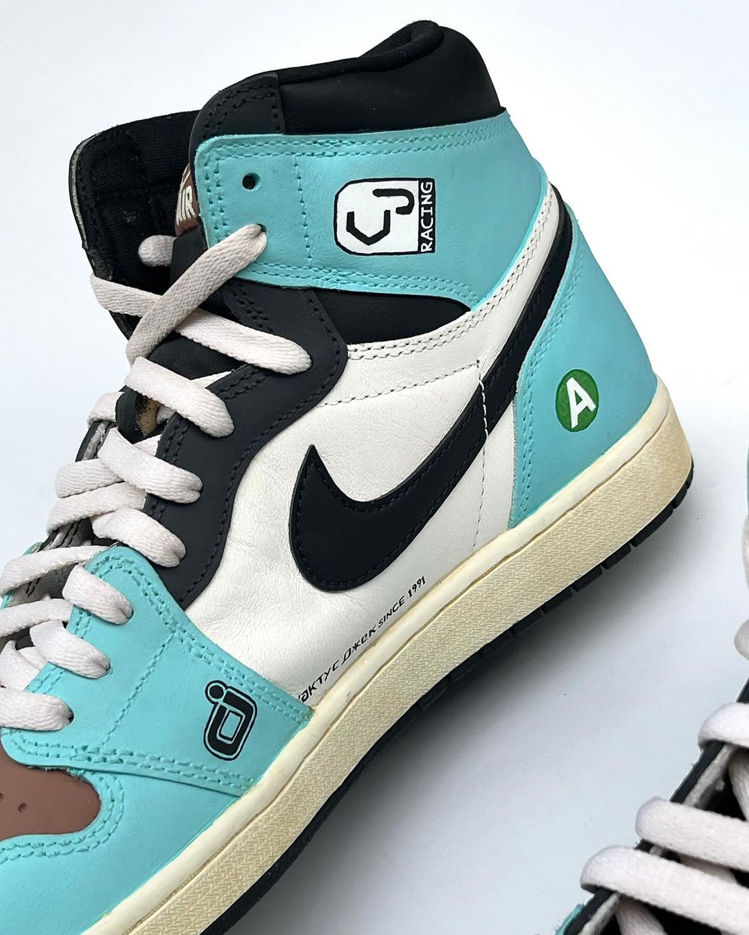 Navy Blue Brown Black Reverse Logo Custom Air Jordan 1