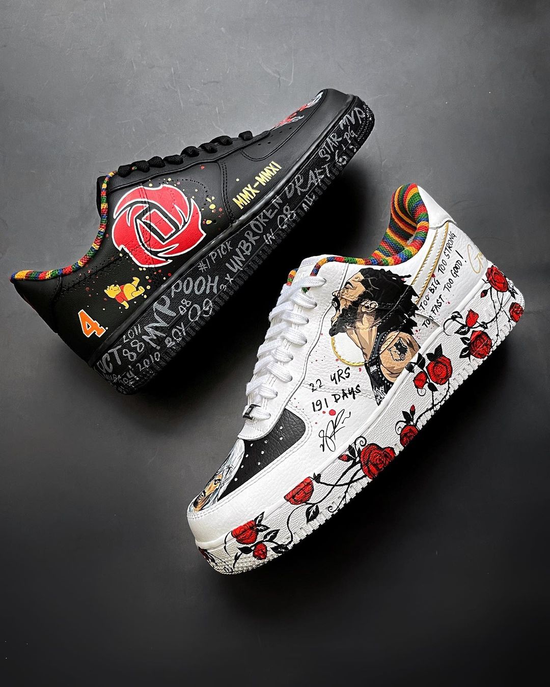 Basketball Star Rose  Black Red Custom Air Force 1