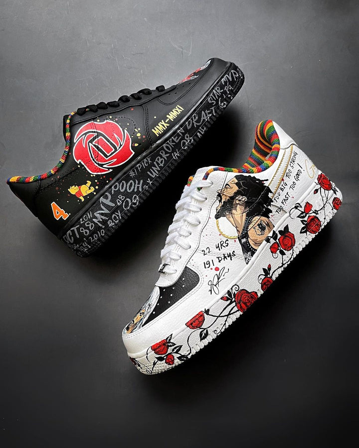 Basketball Star Rose  Black Red Custom Air Force 1