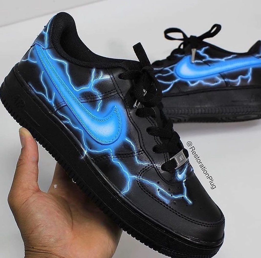 Black air force 1 blue swoosh deals