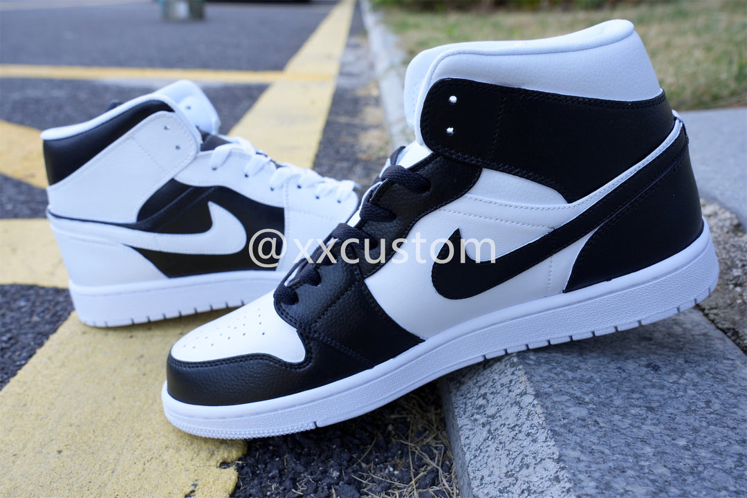 Black White Swoosh Custom Air Jordan 1