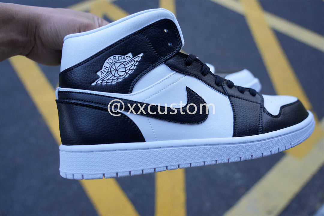 Custom Air Jordan 1 White Swoosh Black