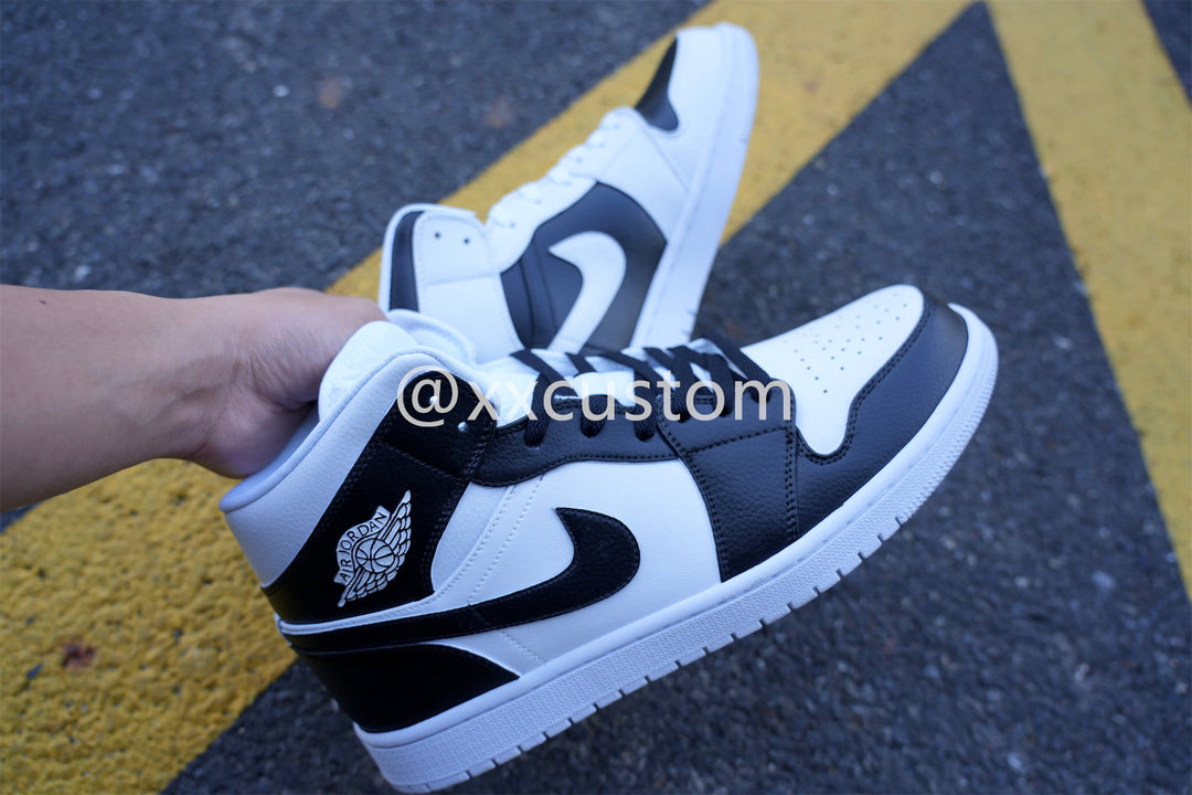 White Swoosh Black Custom Air Jordan 1