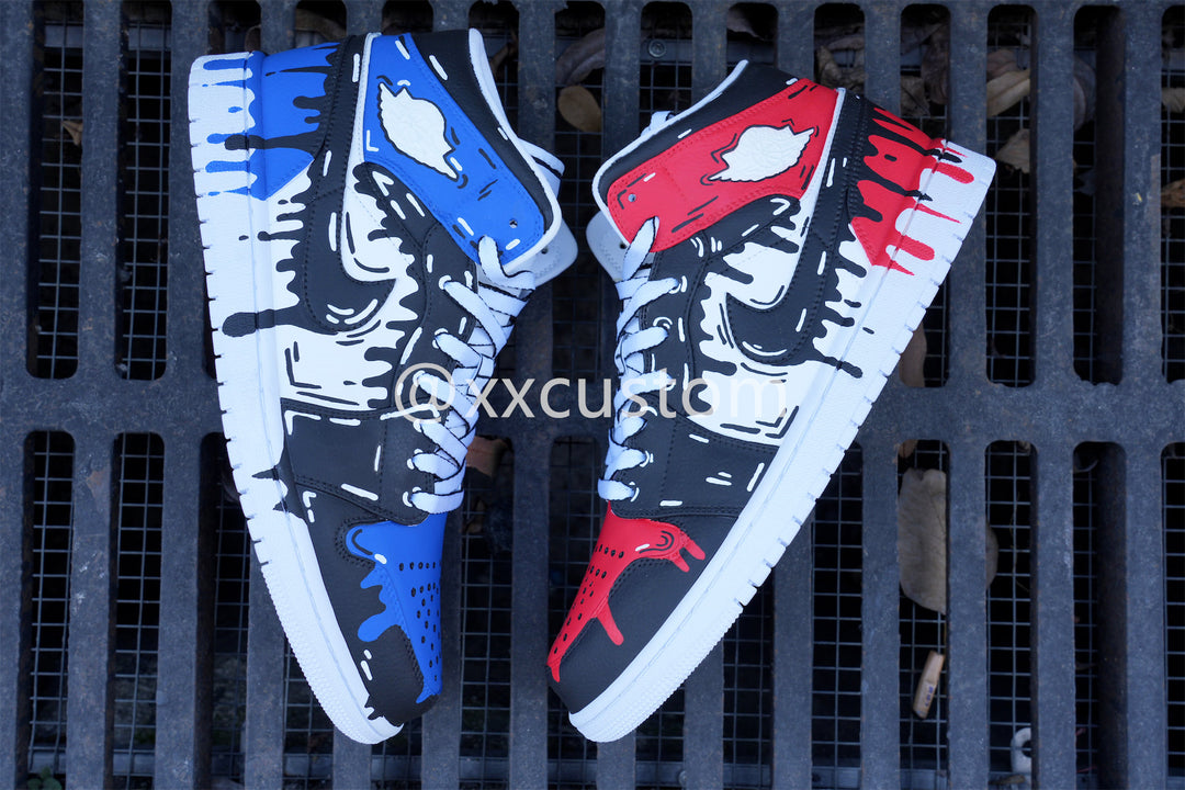 Dripping Red Blue Black Custom Air Jordan 1