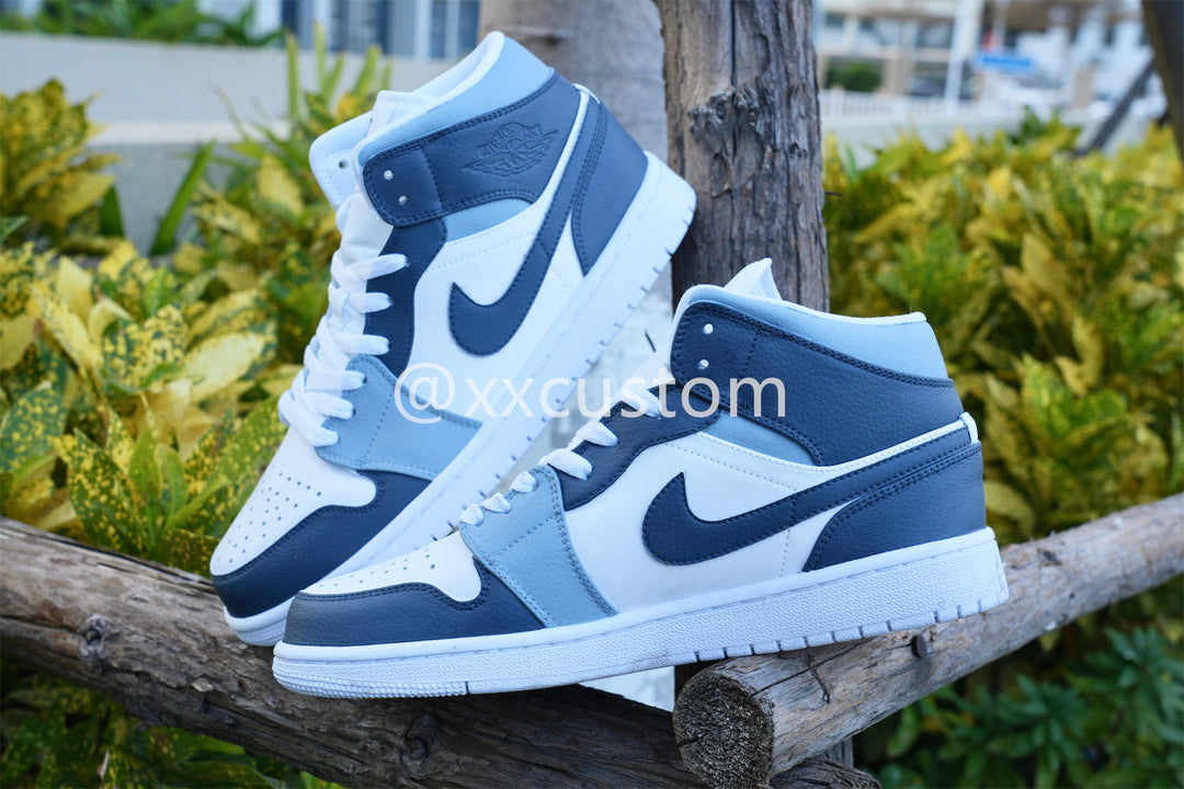 Light Dark Blue White Custom Air Jordan 1