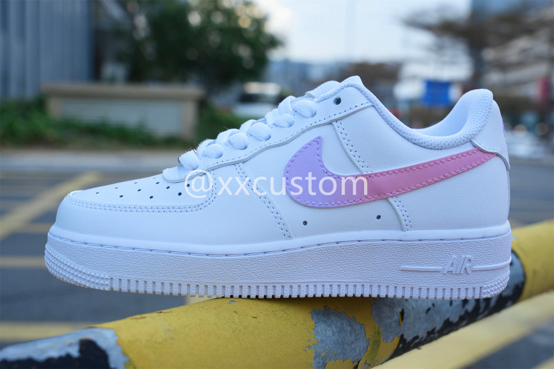 Custom Air Jordan 1 Pink Purple Gradient Swoosh White
