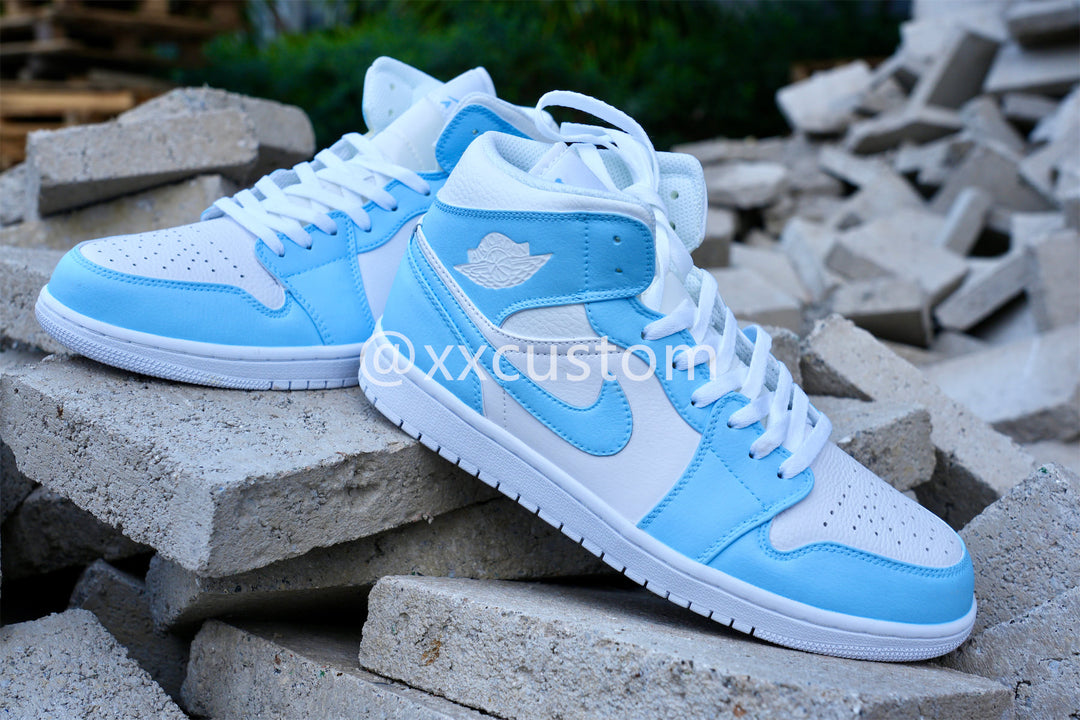 Custom Air Jordan 1 Blue Swoosh White