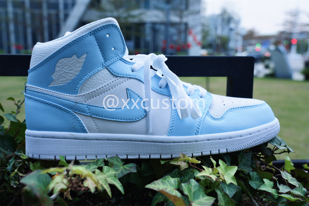 Custom Air Force 1 Blue White Swoosh