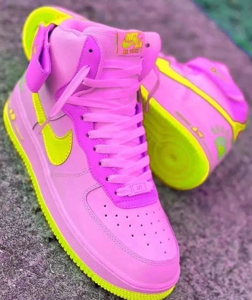 Blue Yellow Pink Swoosh Custom Air Force 1