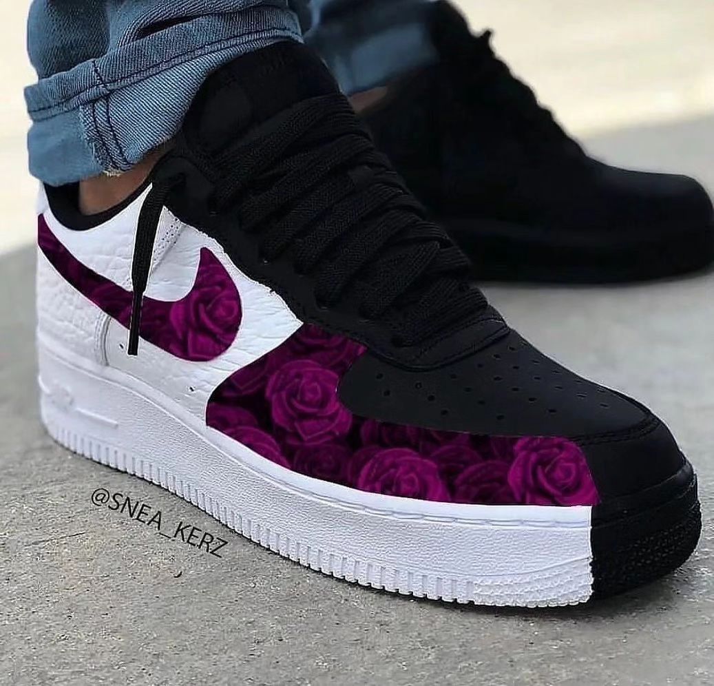Purple Rose Black White Custom Air Force 1 XX CUSTOM
