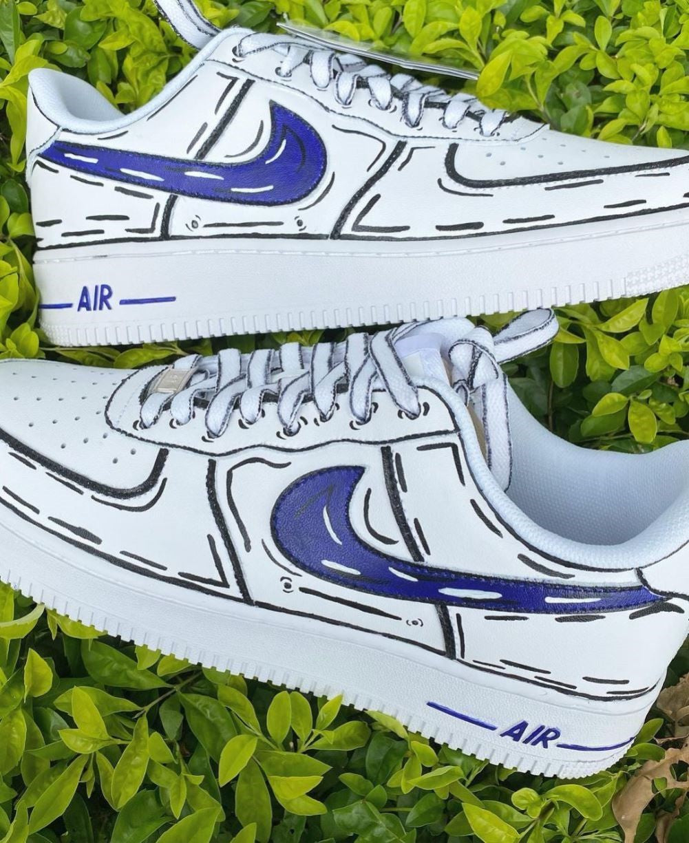 Purple Cartoon Line Custom Air Force 1