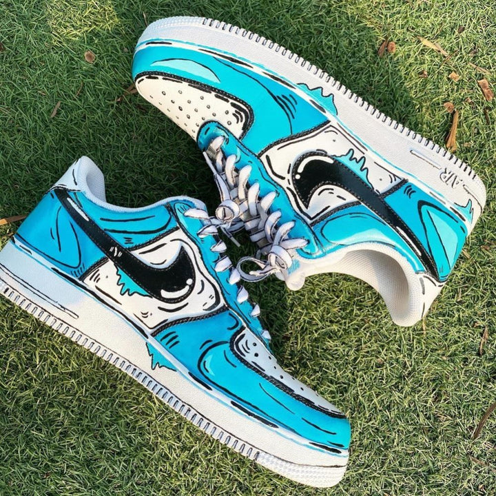 Blue Cartoon Drip Custom Air Force 1