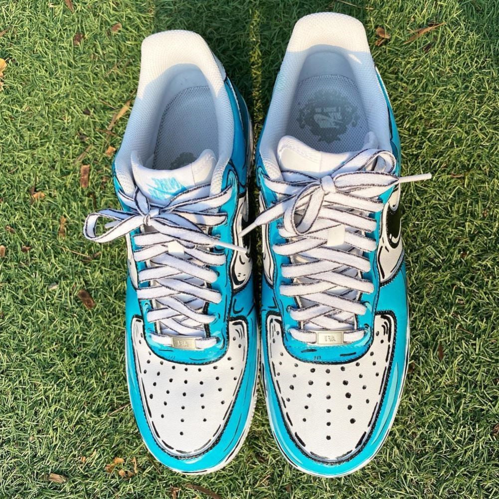 Blue Cartoon Drip Custom Air Force 1