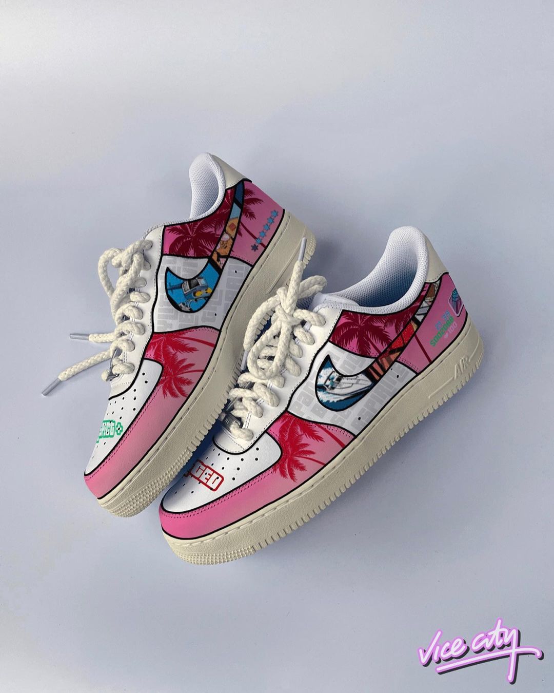 Coconut tree Pink White  Custom Air Force 1