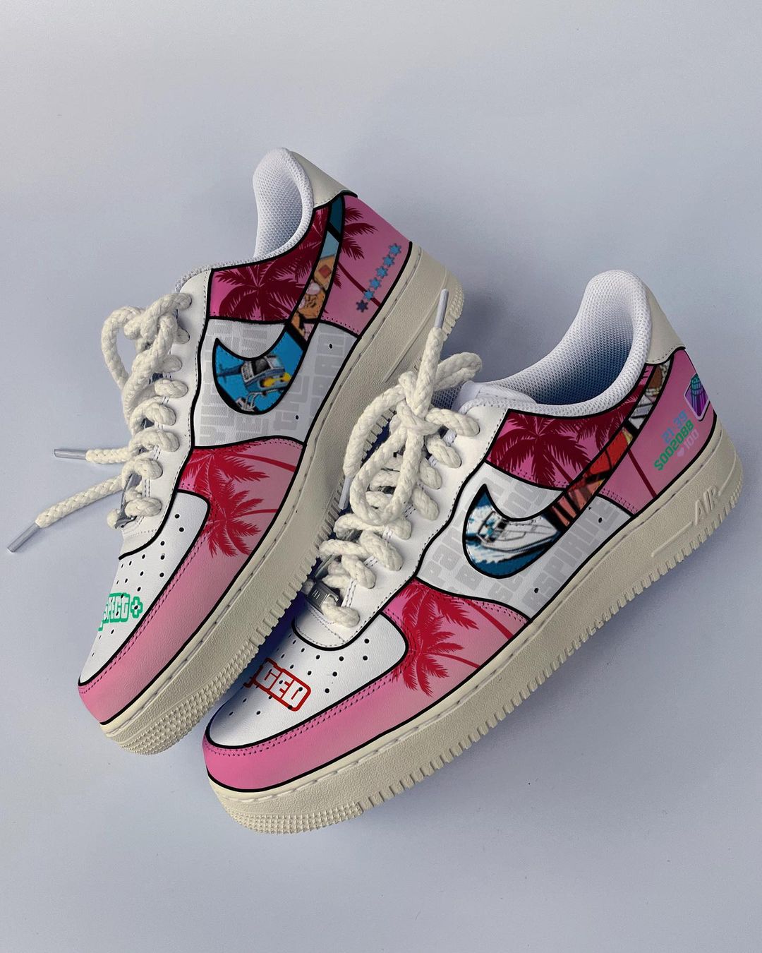 Coconut tree Pink White  Custom Air Force 1