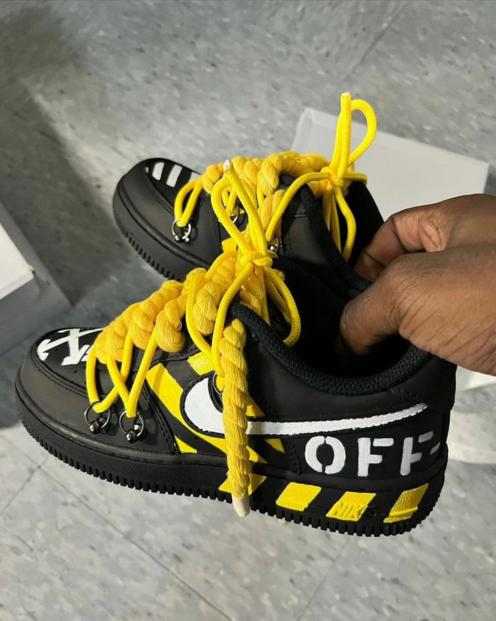 Extral Thick Lace Yellow White Black Custom Nike Air Force 1
