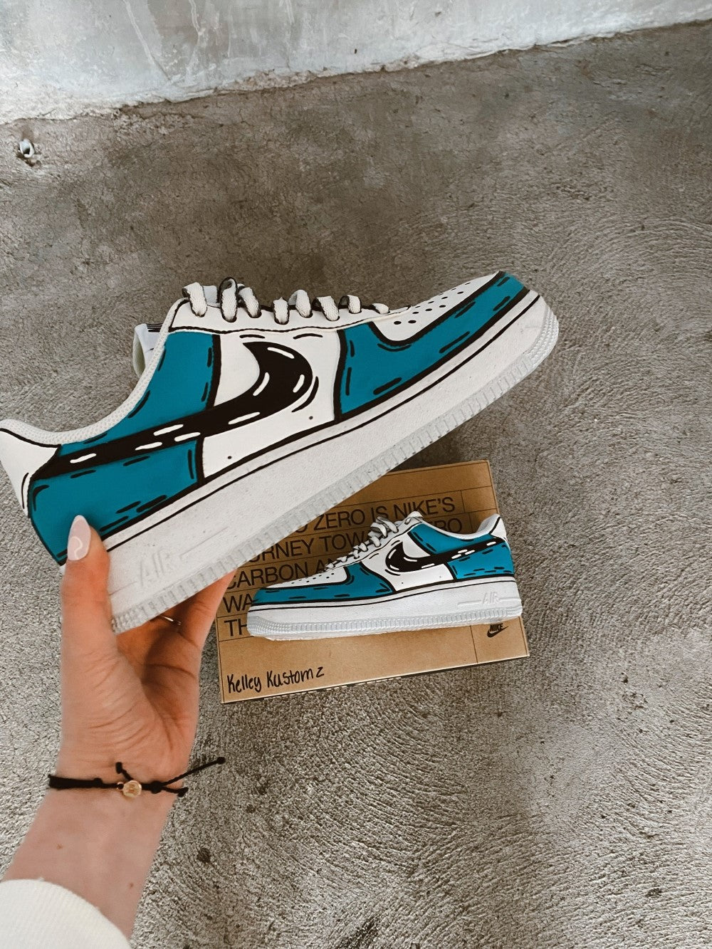 Teal Blue Cartoon Custom Air Force 1