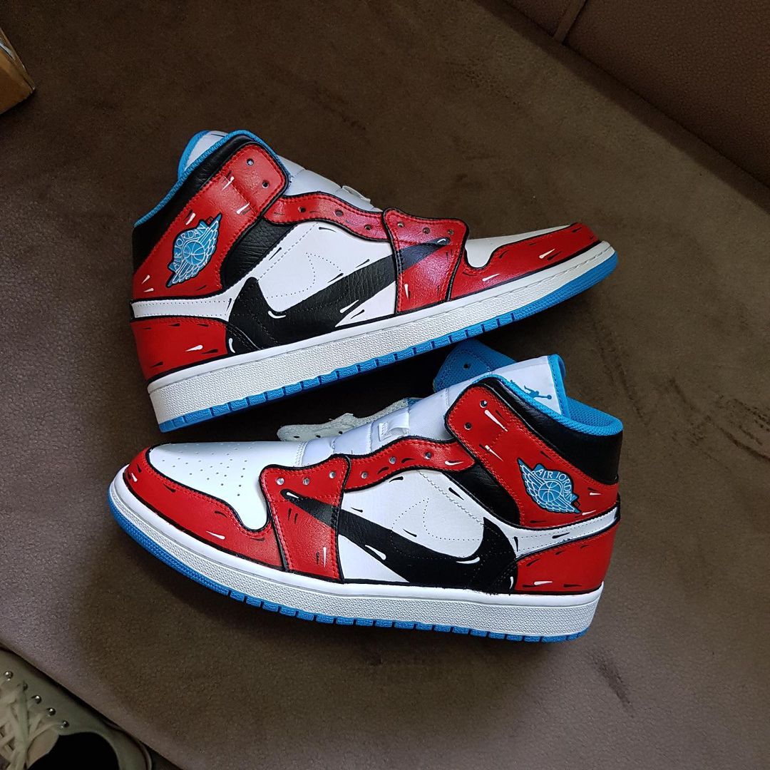Black Red Blue Custom Air Jordan 1