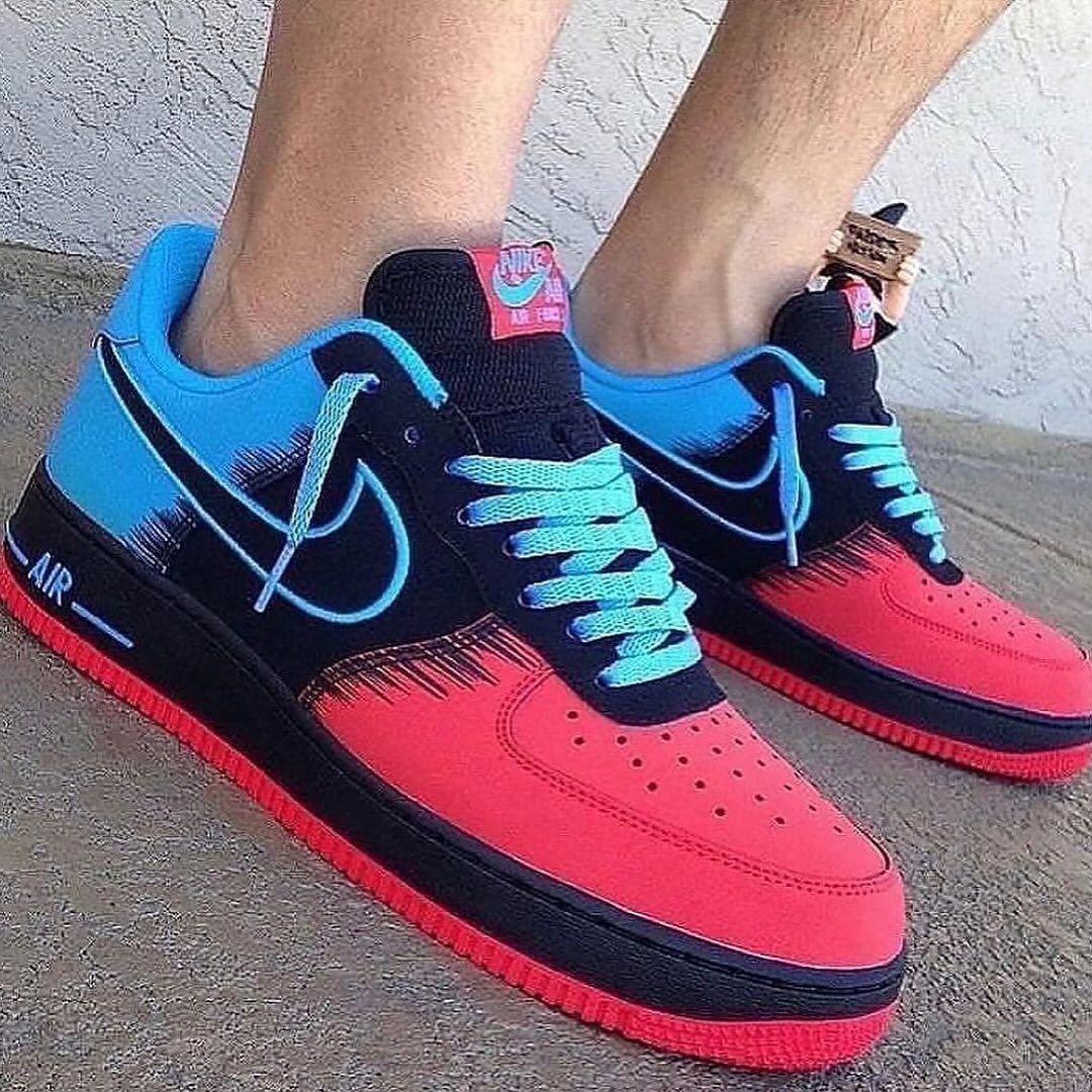 Pink Black Blue Custom Nike Air Force 1